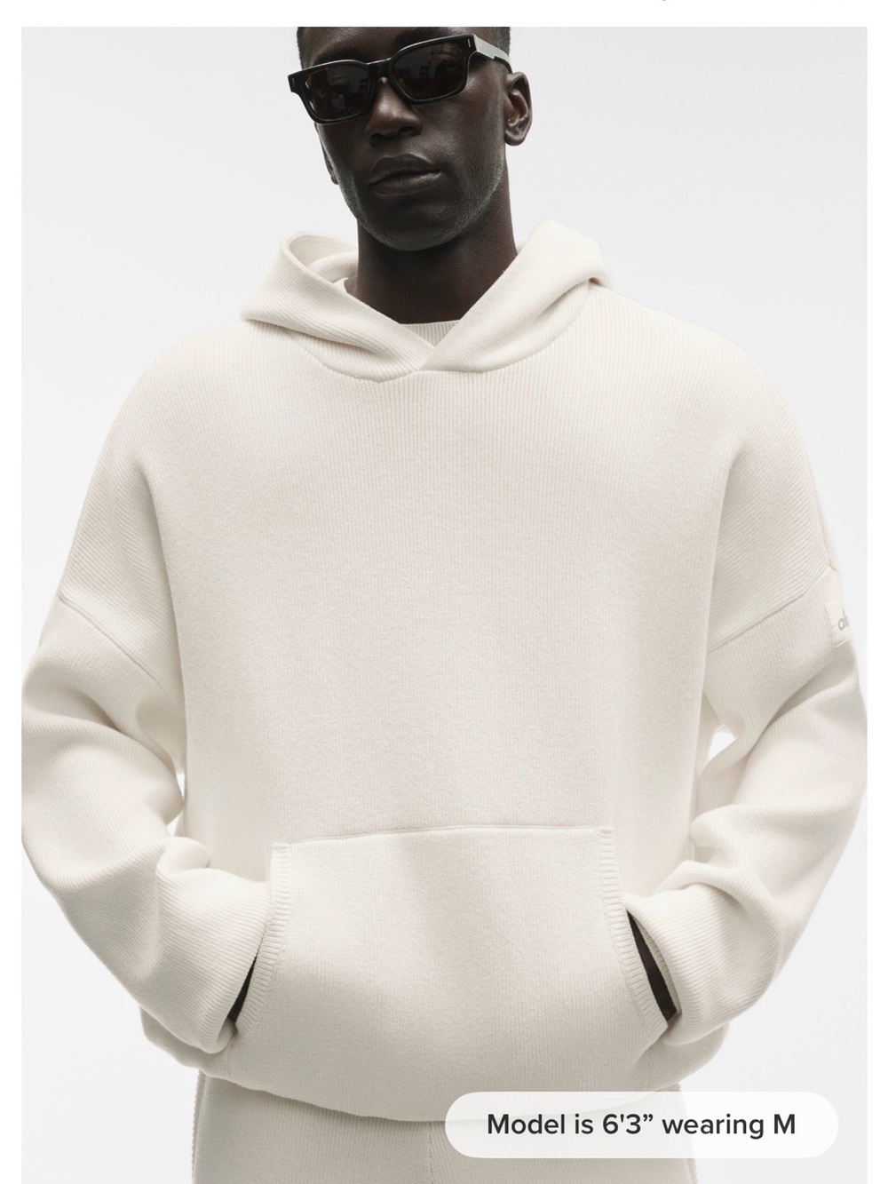 ALO Cream Hooded Knit Pullover